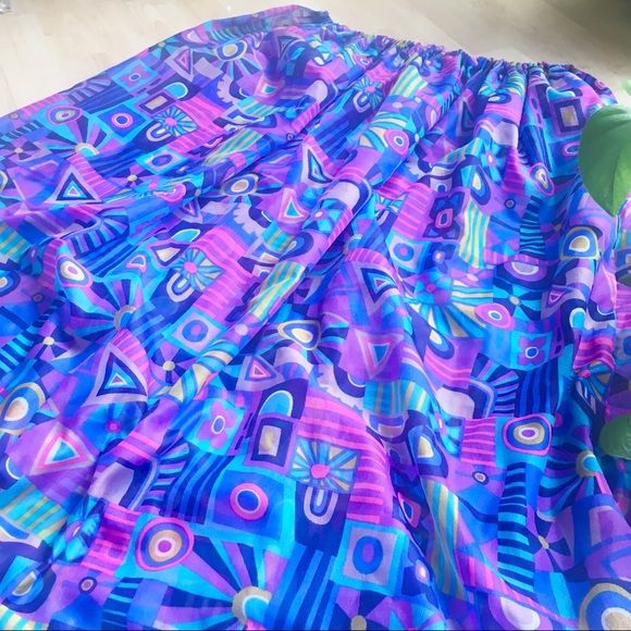 VTG 80s Sheer Art Deco Midi Skirt plus size XXL - Picture 4 of 7